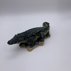 Realistic Alligator On Rock- Resin Indoor/Outdoor Aquarium Decor 12”Long